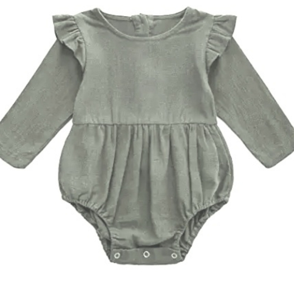 Baby Long Sleeve Cotton Linen Onesie Ruffle Sleeve NWT